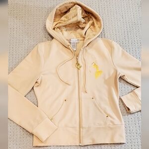 Baby Phat Y2K Zip-Up Hoodie, Blush Beige/Gold, Siamese Cat, XL, EUC